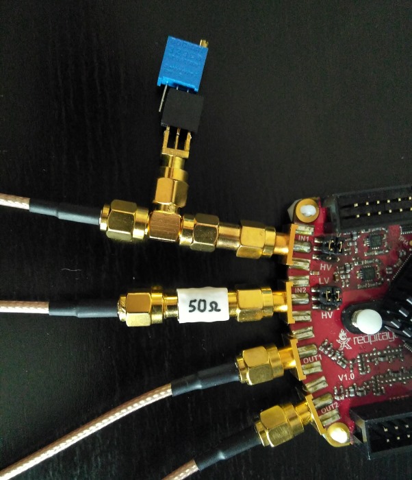test setup with adjustable resistor